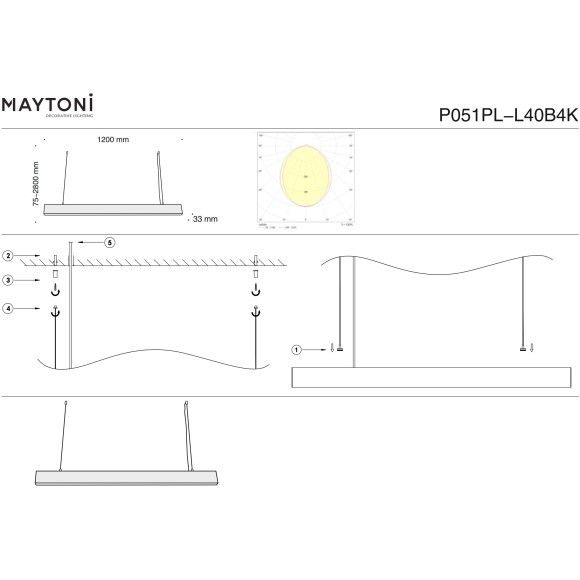 Подвесной светильник Technical P051PL-L40B4K Подвесной светильник Technical P051PL-L40B4K