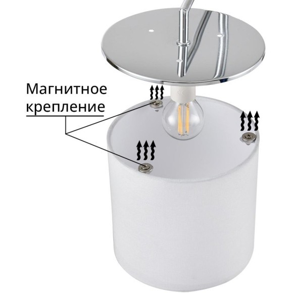 6591/1W CLASSI LN24 хром/белый, металл/текстиль Бра E14 1*40W 220V SUNTORI