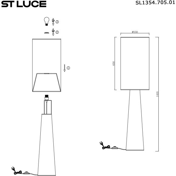 SL1354.705.01 Светильник напольный ST-Luce Хаки/Хаки, Черный E27 1*40W JACKIE