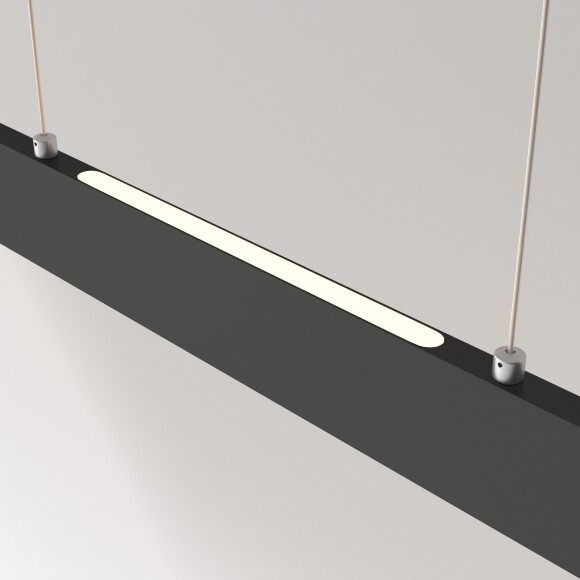 Линейный подвесной светильник Maytoni Step P010PL-L30B4K LED 30Вт 4000K 2200Лм 120° CRI80 черный матовый металлический корпус, макс. высота 1185 мм, двойной свет (вниз основной + вверх)