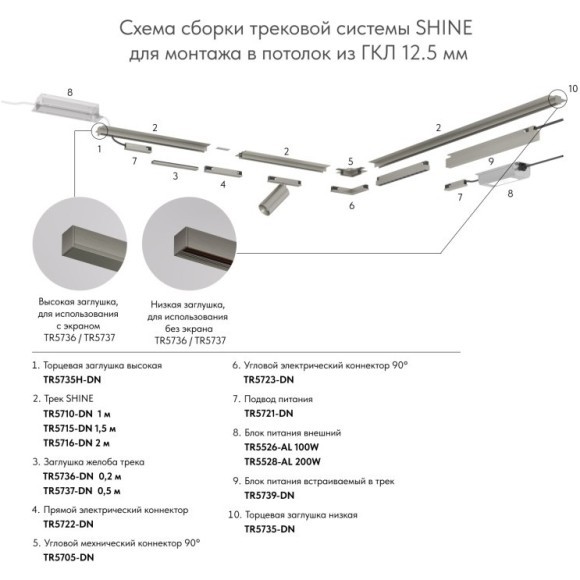 Гибкий коннектор питания Denkirs Shine 48V TR5724-DN
