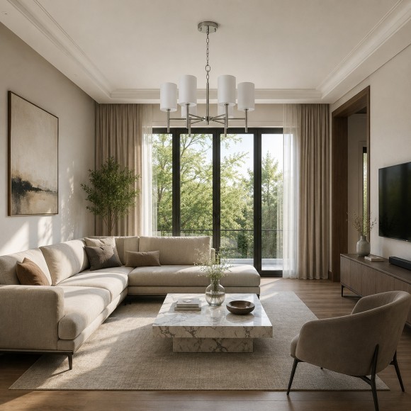 SLE107303-06 ST Luce NOIA Светильник подвесной, E14,6х40W, никель/белый SLE107303-06 ST Luce NOIA Светильник подвесной, E14,6х40W, никель/белый