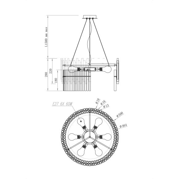 Люстра подвесная Maytoni MOD135PL-06BS Coliseo под лампы 6xE27 60W