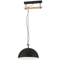 43396 Подвес HODSOLL регул., 1х40W(E27), 350х400, H1100, сталь, дерево, черн., коричн./сталь, черный