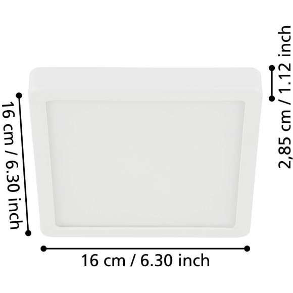 900646 Накладной светильник  FUEVA 5, 11W (LED), 3000K, IP44, L160, B160, H28, сталь, белый / пластик, белый