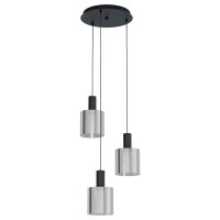 98754 GOROSIBA Подвесной потолочный светильник с тремя лампами E27, 120Вт, черный, металл, стекло