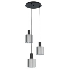 98754 GOROSIBA Подвесной потолочный светильник с тремя лампами E27, 120Вт, черный, металл, стекло 98754 GOROSIBA Подвесной потолочный светильник с тремя лампами E27, 120Вт, черный, металл, стекло