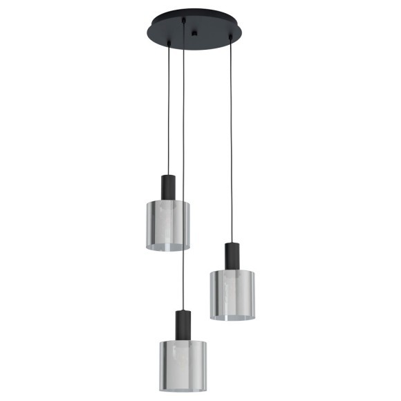 98754 GOROSIBA Подвесной потолочный светильник с тремя лампами E27, 120Вт, черный, металл, стекло 98754 GOROSIBA Подвесной потолочный светильник с тремя лампами E27, 120Вт, черный, металл, стекло