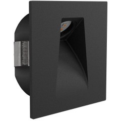 99644 Светодиодный встраиваемый светильник для лестниц MECINOS, LED 1x2W, 90lm, L80, B80, H3, сталь, черный