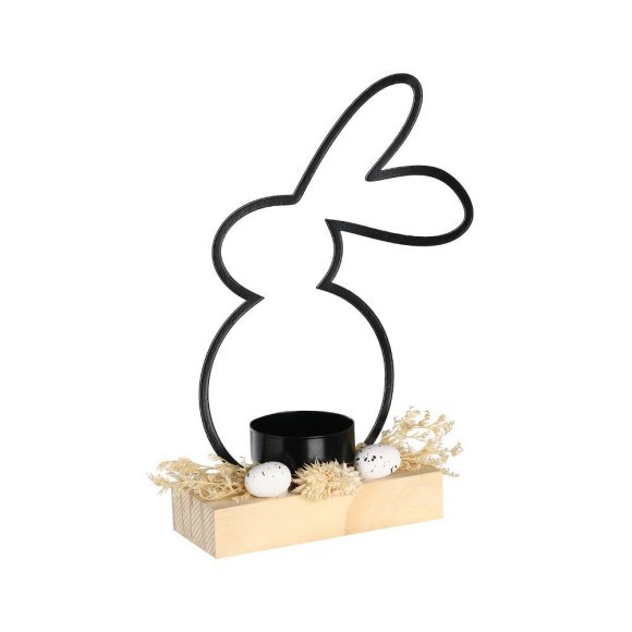 427858 Фигурка Заяц BALMAHA L100, B50, H175 металл, дерево, сухие цветы, черный, натуральный 427858 Фигурка Заяц BALMAHA L100, B50, H175 металл, дерево, сухие цветы, черный, натуральный