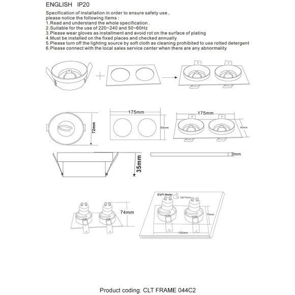 Декоративная рамка Crystal Lux CLT FRAME 044C2 BL