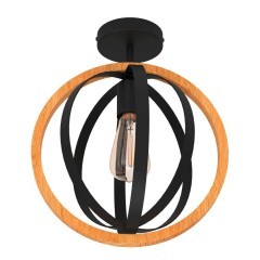 43736 EGLO BASILDON Потолочная люстра, 1 лампа E27, 40Вт, H375, Ø320, сталь/дерево, коричневый 43736 EGLO BASILDON Потолочная люстра, 1 лампа E27, 40Вт, H375, Ø320, сталь/дерево, коричневый