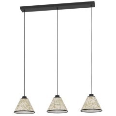 43943 Люстра OXPARK, 3X25W (E27), L920, B220, H1100, сталь, черный / текстиль с листьями бамбука, белый, зеленый 43943 Люстра OXPARK, 3X25W (E27), L920, B220, H1100, сталь, черный / текстиль с листьями бамбука, белый, зеленый