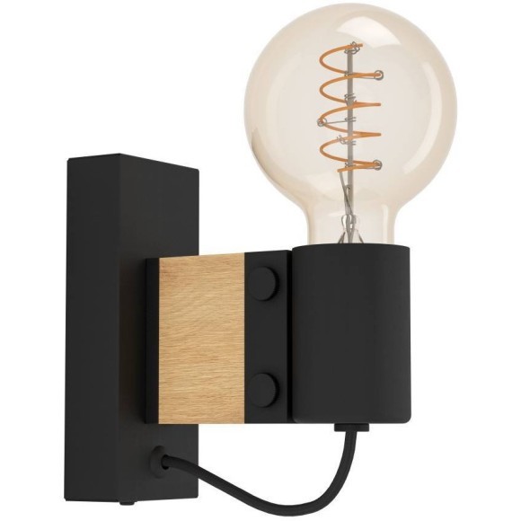 43903 Бра BAILRIGG, 1X40W (E27), H135, сталь, дерево, черный, коричневый