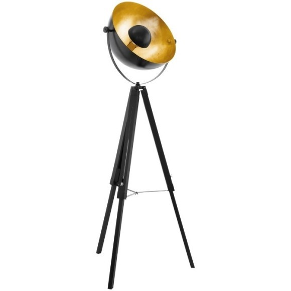 49618 Торшер COVALEDA, 1х60W (E27), ?550, H1640, дерево, сталь, черный, латунь, золото 49618 Торшер COVALEDA, 1х60W (E27), ?550, H1640, дерево, сталь, черный, латунь, золото