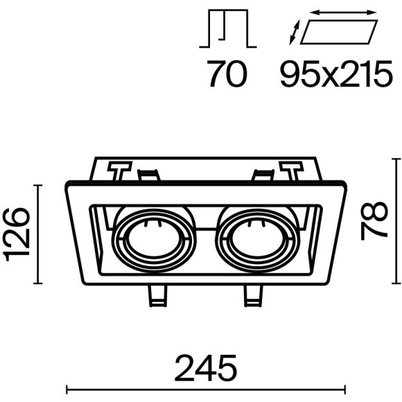 Встраиваемый светильник Maytoni DL008-2-02-B Metal Modern под лампы 2xGU10 50W Встраиваемый светильник Maytoni DL008-2-02-B Metal Modern под лампы 2xGU10 50W