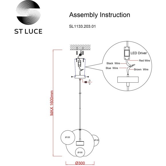 SL1133.203.01 Светильник подвесной ST-Luce Латунь/Прозрачный LED 1*14W 3000K BOPONE