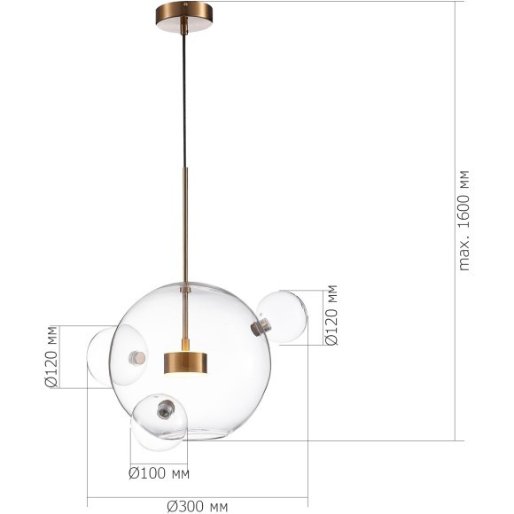 SL1133.203.01 Светильник подвесной ST-Luce Латунь/Прозрачный LED 1*14W 3000K BOPONE