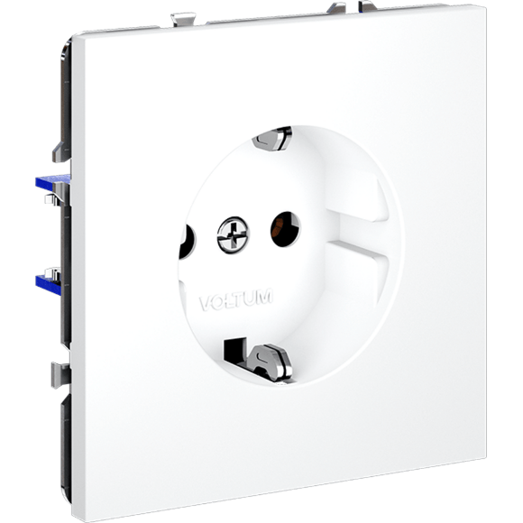 Розетка встраиваемая VOLTUM S70 с заземлением 16А, (белый матовый)