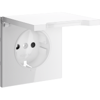 Накладка для розетки с заземлением, защитными шторками и крышкой, S70 (белый глянцевый)