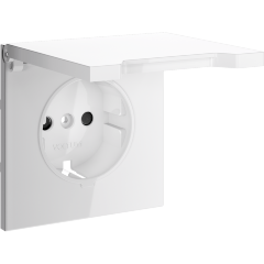 Накладка для розетки с заземлением, защитными шторками и крышкой, S70 (белый глянцевый)