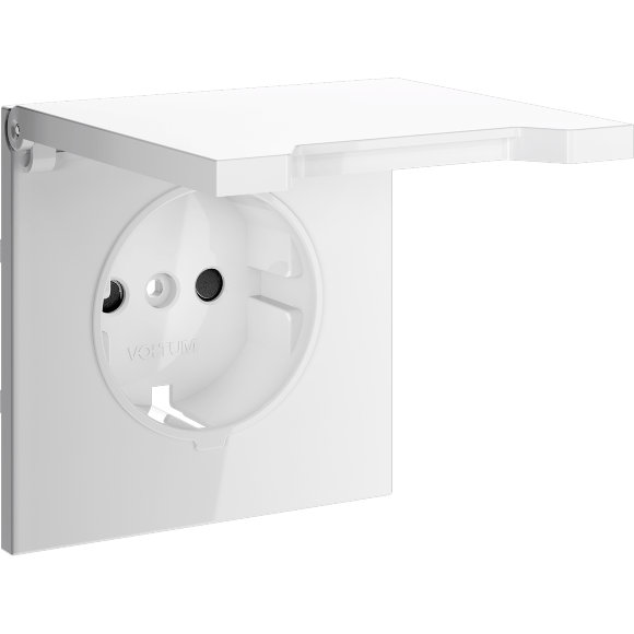 Накладка для розетки с заземлением, защитными шторками и крышкой, S70 (белый глянцевый)