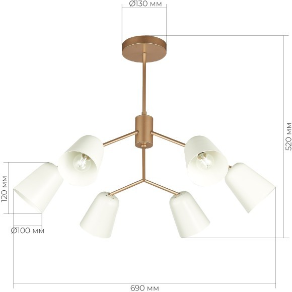 SLE155902-06 Светильник потолочный Золотистый/Белый E14 6*40W MARIO SLE155902-06 Светильник потолочный Золотистый/Белый E14 6*40W MARIO