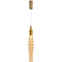 Freya Trace FR5635PL-L6AM Минималистичный подвесной LED-светильник, 6 Вт, 3000К, CRI 80, 250 лм, 360°, 220В, диаметр 110 мм, высота 700-2600 мм, основание металл цвета латунь, плафон янтарное стекло
