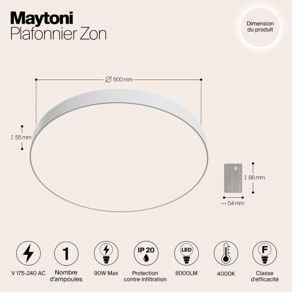 Накладной потолочный светильник Maytoni C032CL-L96W4K Zon светодиодный LED 90W Накладной потолочный светильник Maytoni C032CL-L96W4K Zon светодиодный LED 90W