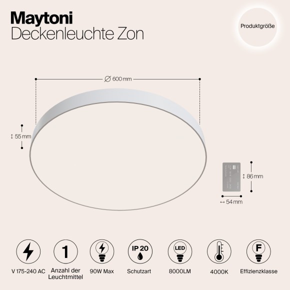 Накладной потолочный светильник Maytoni C032CL-L96W4K Zon светодиодный LED 90W Накладной потолочный светильник Maytoni C032CL-L96W4K Zon светодиодный LED 90W
