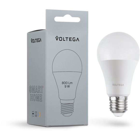 Лампа со SMART управлением по Wi-Fi, DIM, E27 9W 2700-6500K 80RA 200° 800лм Voltega 2429 Лампа со SMART управлением по Wi-Fi, DIM, E27 9W 2700-6500K 80RA 200° 800лм Voltega 2429