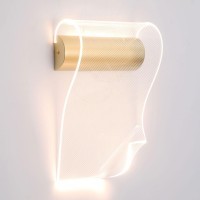 SY0737 Lussole CALVERT Настенное бра матовое золото с прозрачным акриловым плафоном, LED 3 Вт, 4000 К, 270 Лм, IP20