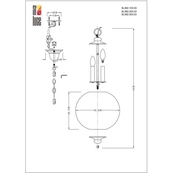 SL362.303.03 Светильник подвесной ST-Luce Черный/Прозрачный E14 3*60W LATERIA