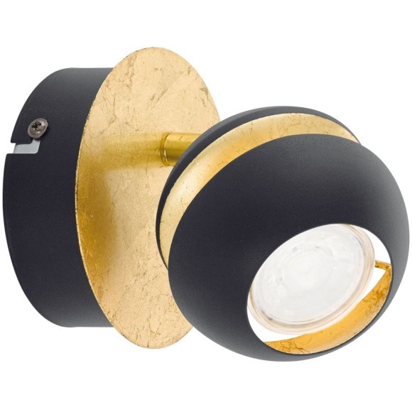 95482 EGLO NOCITO (Ночито), настенный поворотный спот, 1 x GU10 LED, 2,8 Вт, 3000 К, черно-золотой