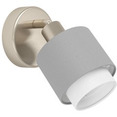 901045 Спот BELLIZZI, 1x7,5W (E27), H110, Ø90, A185, сталь, матовый никель / текстиль, серый, белый