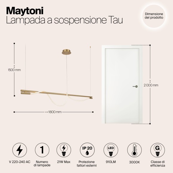 Подвесной светильник линейный Maytoni MOD166PL-L20G3K Tau светодиодный LED 21W