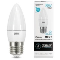 33228 Лампа Gauss LED Elementary Свеча 8W E27 540lm 4100K 1/10/100
