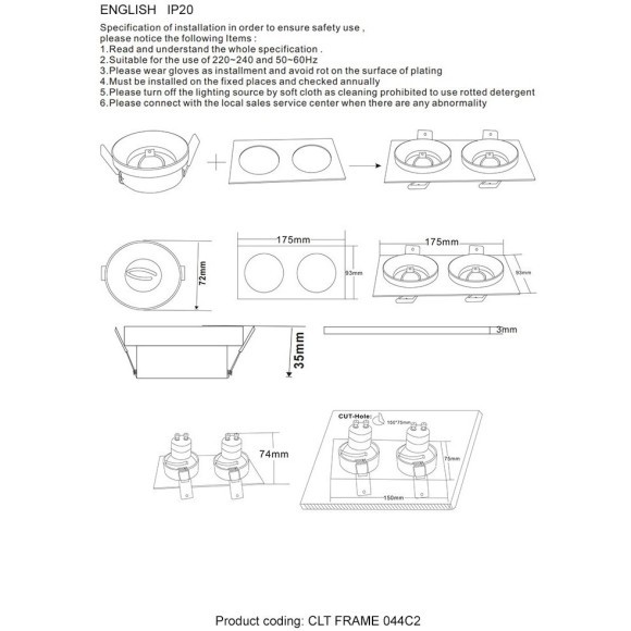 Декоративная рамка Crystal Lux CLT FRAME 044C2 GO Декоративная рамка Crystal Lux CLT FRAME 044C2 GO