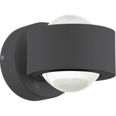 Уличный настенный светильник EGLO TREVIOLO 98746, встроенный LED 2 × 2,2Вт, 3000К, 460Лм, CRI >80Ra, угол 80°, подключение 220В, IP44, размеры 90 × 85 × 120 мм, угол рассеивания 80