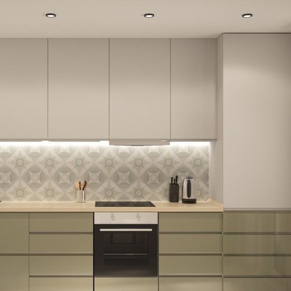 DK3012-BK Встраиваемый светильник влагозащищенный IP44 макс 50Вт GU10 черный алюминий