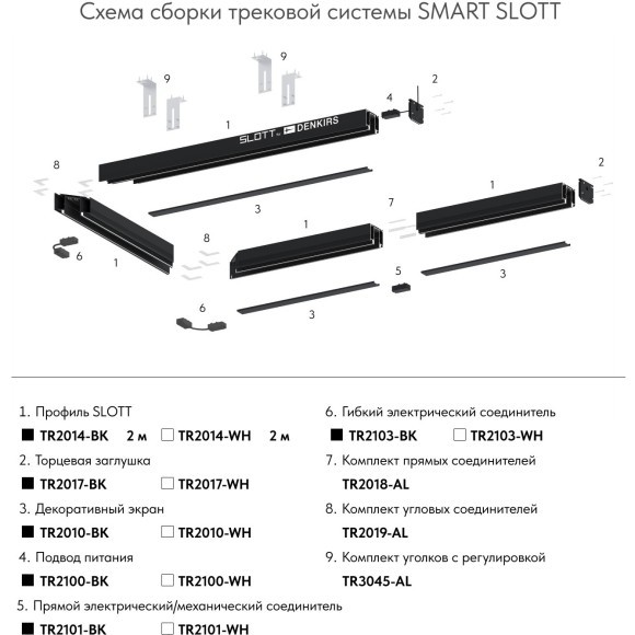 Торцевая заглушка 1шт (для шинопровода TR2014-BK) Smart 220V Denkirs TR2017-BK