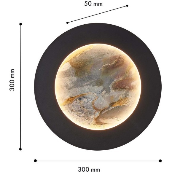 4596-1W, настенный светильник, D50xW300xH300, LEDx24W, 336LM, 4000K, CRI>90, included