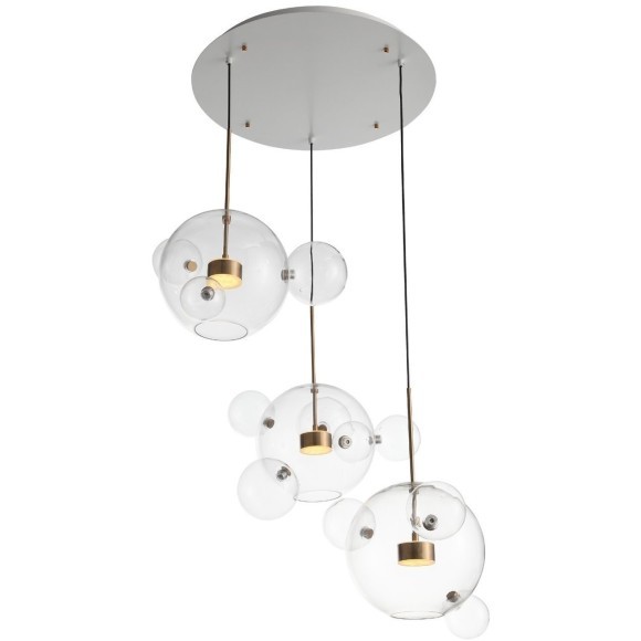 SL1133.203.03 Светильник подвесной ST-Luce Белый,Латунь/Прозрачный LED 3*14W 3000K  (из 4-х коробок) BOPONE