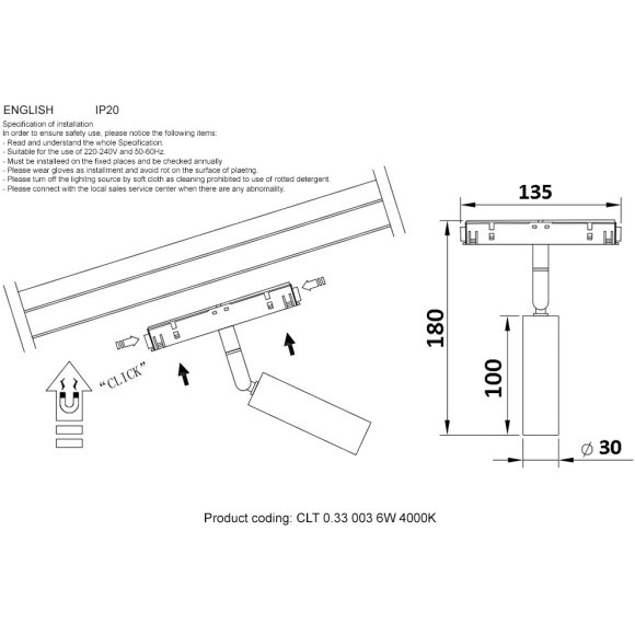 Светильник трековый магнитный Crystal Lux CLT 0.33 003 6W WH 4000К 1409/348
