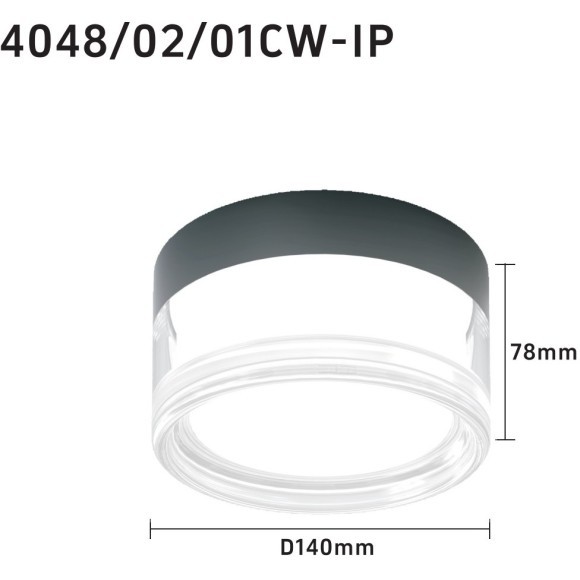 4048/02/01CW-IP Stilfort Ekols 65 (Эколс 65) Черный светильник с прозрачным плафоном LED