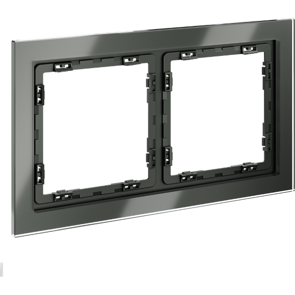 Рамка стеклянная VOLTUM S70 на 2 поста, (титан, стекло)