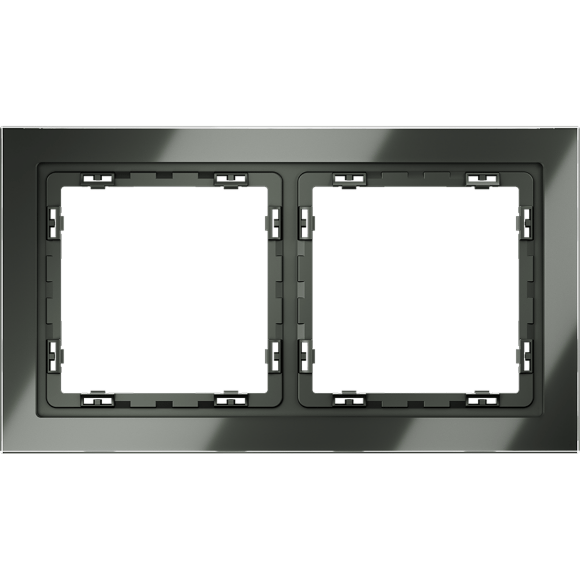 Рамка стеклянная VOLTUM S70 на 2 поста, (титан, стекло)