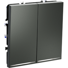 Проходной переключатель встраиваемый VOLTUM S70 двухклавишный с подсветкой 10А, (титан)