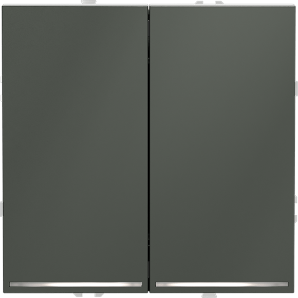 Проходной переключатель встраиваемый VOLTUM S70 двухклавишный с подсветкой 10А, (титан)