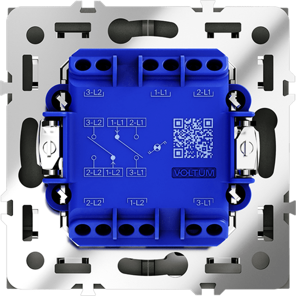 Проходной переключатель встраиваемый VOLTUM S70 двухклавишный с подсветкой 10А, (титан)